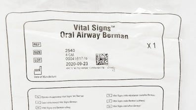 Vyaire 2540 Vital Signs Oral Airway Berman 4cm